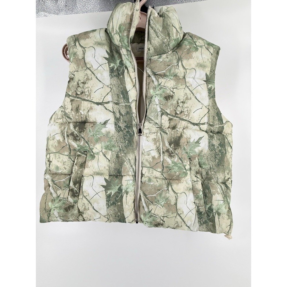 Camo Puffer Vest - Green/Beige